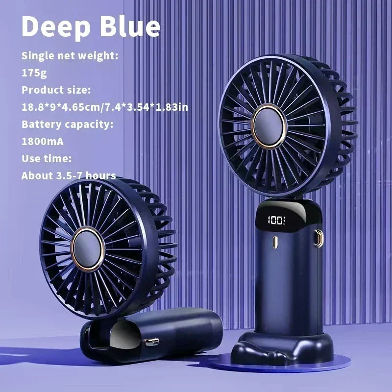 Portable 5-Speed Foldable Desk & Handheld Fan with Phone Stand – USB Rechargeable Mini Cooling Fan (Sold by SabbaVie™)