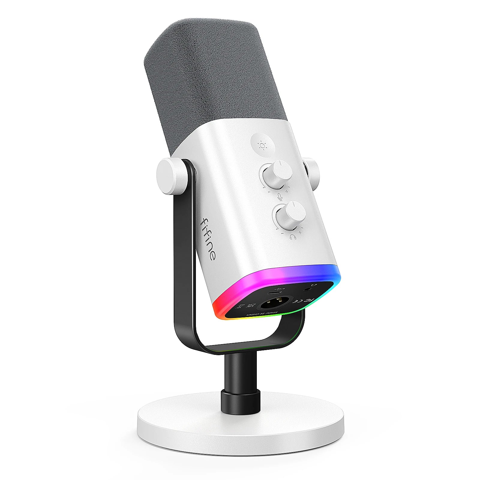 FIFINE™ Portable RGB Gaming Microphone with Noise Reduction & USB Plug-and-Play Dock (Sold by SabbaVie™)
