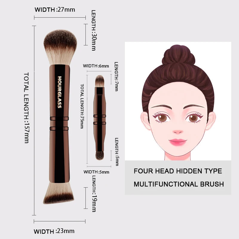 SabbaVie™ Hourglass Multifunctional Makeup Brush – Foundation, Concealer, Powder & Eyeshadow All-in-One