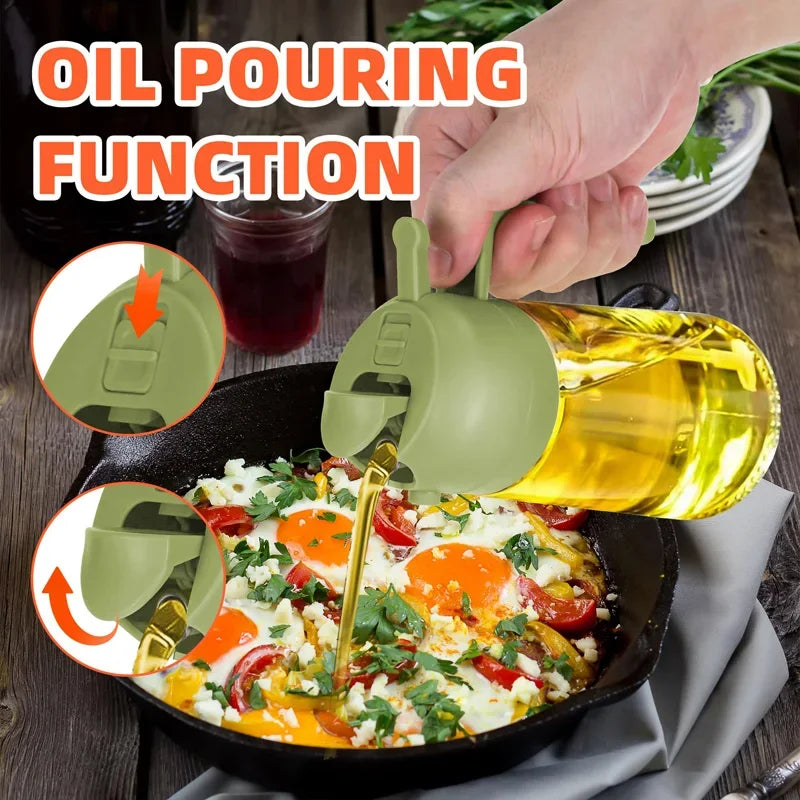 🫙 9️⃣ SabbaVie™ 2-in-1 Oil Dispenser & Sprayer — Precise Cooking Control