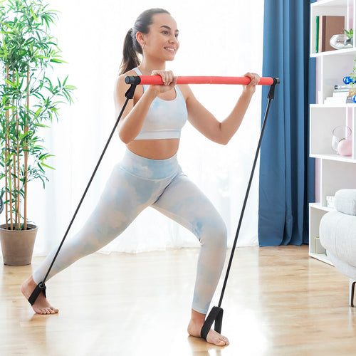 Portable Fitness Bar with Resistance Bands & Full-Body Workout Guide (Sold by SabbaVie™)