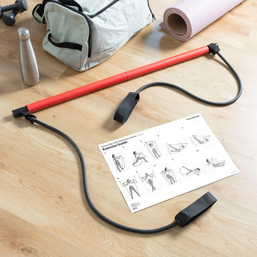 Portable Fitness Bar with Resistance Bands & Full-Body Workout Guide (Sold by SabbaVie™)