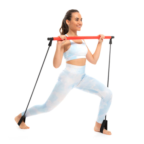Portable Fitness Bar with Resistance Bands & Full-Body Workout Guide (Sold by SabbaVie™)