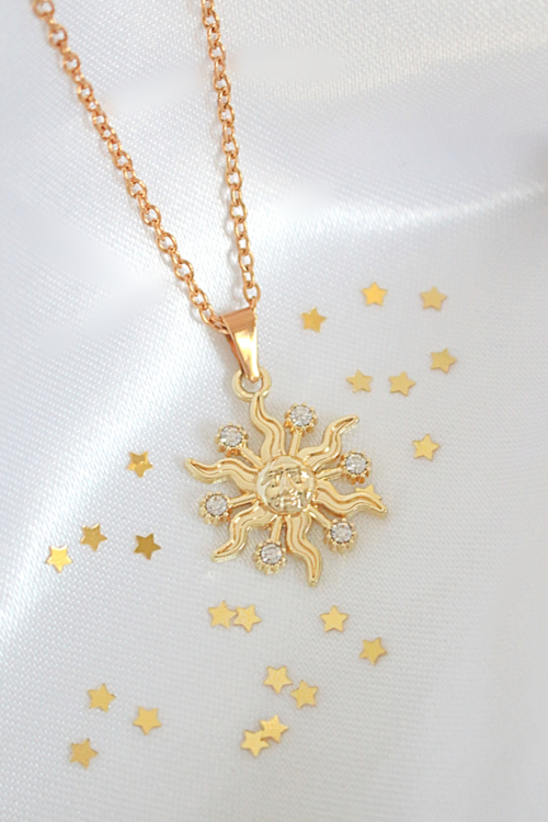 SabbaVie™ 24 Karats CZ Sun Pendant Necklace