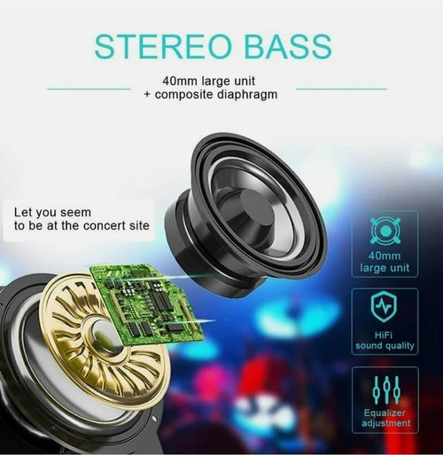 SabbaVie™ Ninja Dragon Z10 Color-Changing Bluetooth Headphones – Wireless HiFi Stereo with LED Light & Foldable Design