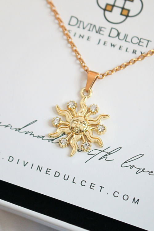SabbaVie™ 24 Karats CZ Sun Pendant Necklace
