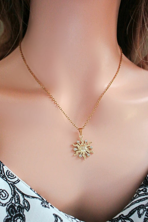 SabbaVie™ 24 Karats CZ Sun Pendant Necklace