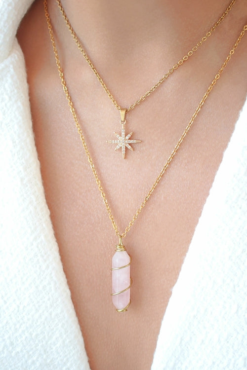 18K Double Ended Natural Healing Crystals Hand Wired Necklace | SabbaVie™