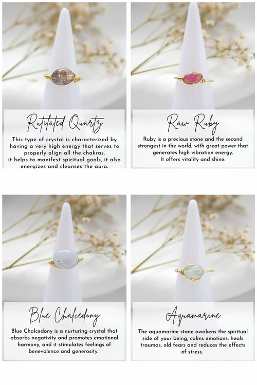 SabbaVie™ 18 Karats Natural Crystals Hand Wired Solitaire Ring