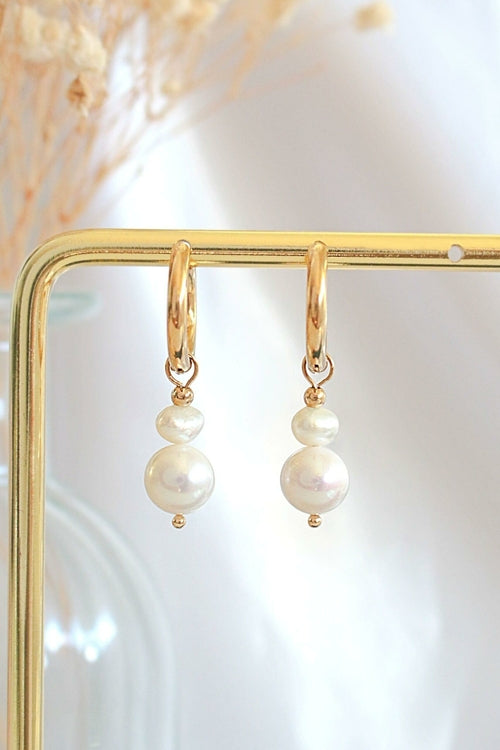 SabbaVie™ 24K Freshwater Pearls Baroque Dangle Hoops