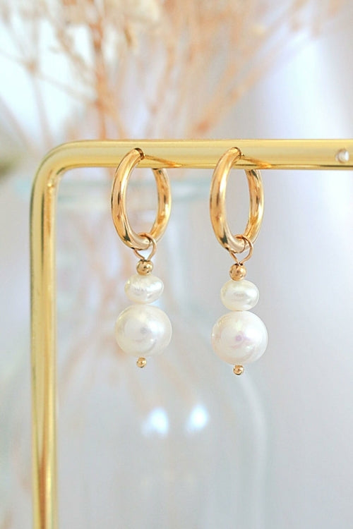 SabbaVie™ 24K Freshwater Pearls Baroque Dangle Hoops
