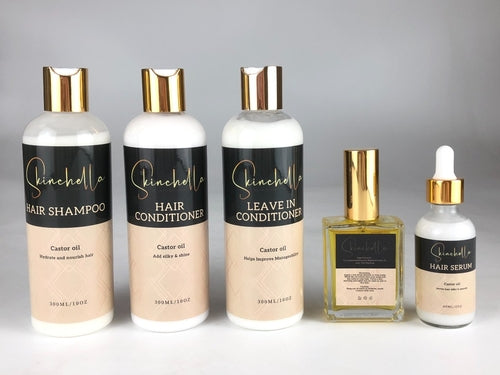 Luxury Castor Oil Hair Care System – Hair Growth Shampoo, Conditioner, Serum & Oil Set (Sold by SabbaVie™)