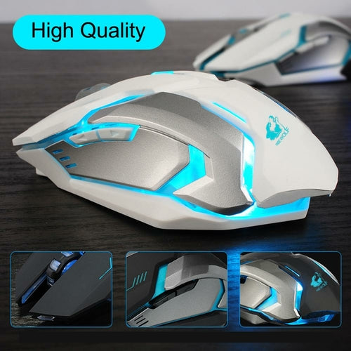 SabbaVie™ Rechargeable Wireless LED Gaming Mouse – Silent Click, 1600DPI Optical Sensor